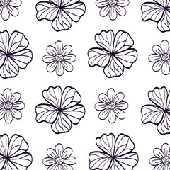 background of flowers line style vector illustration design