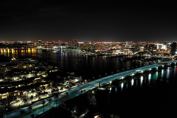 Fototapeta na wymiar Aerial photo Royal Palm Way Bridge West Palm Beach FL