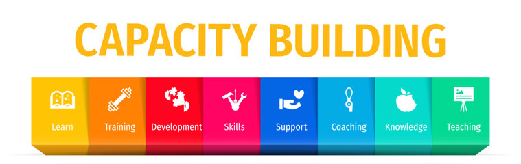 Capacity Building Flat Vector Icons. Capacity Building Vector Background with Icons.