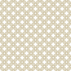 Fototapeta premium Golden abstract geometric seamless pattern in oriental style. Luxury vector background. Simple graphic floral ornament. White and gold texture with grid, lattice, star shapes, squares, repeat tiles.