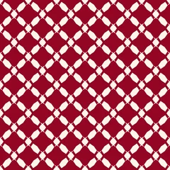 Wall murals Bordeaux Vector geometric seamless pattern. Simple white and dark red texture. Background with mesh, lattice, net, diamonds, grid, rhombuses. Abstract repeated ornament. Elegant design for decor, fabric, cloth