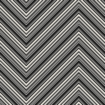 Chevron seamless pattern. Vector texture with thin diagonal lines, stripes, zigzag. Black and white abstract geometric background. Simple monochrome zig zag ornament. Repeat design for decor, print