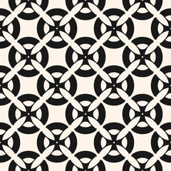 Vector seamless pattern with mosaic tiles. Black and white geometric floral ornament, abstract background texture with flower shapes, carved grid, lattice. Monochrome versatile repeat design element
