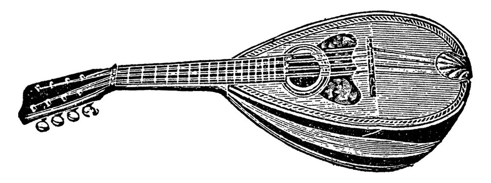 black and white mandolin musical instrument clip art preview