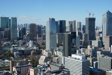 Fototapeta na wymiar 東京　2020年 景色　展望　展望台　俯瞰　遠景　昼間　快晴　青空