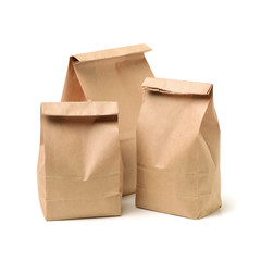 Paper bags on white background
