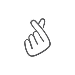 Love finger gesture, korean symbol of love. Asian heart. Illustration doodle.