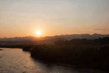 sunset on the river