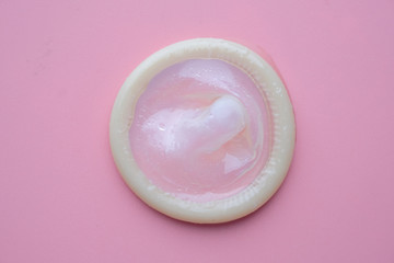 a simple flat lay about safe sex, an open condom.