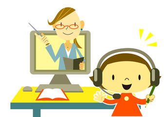 オンライン授業　女の子
