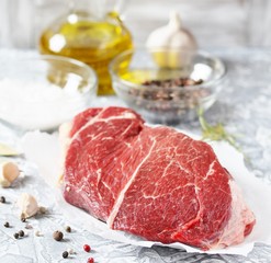 raw fresh beef pulp on a light background. high in protein keto diet