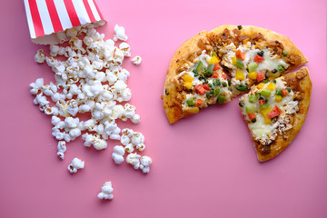 Fast food and unhealthy eating concept,, top view 