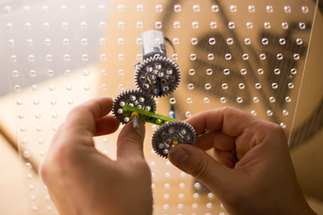 Hands on STEM education activity. Science lesson with hand made electric circuits. © craftykat