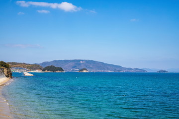 Fototapeta premium Landscape of coast and islands in the seto inland sea (tsuda, sanuki city) kagawa, shikoku, japan
