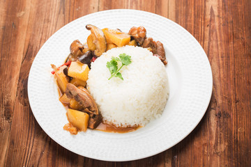 Rice with mushroom and potato