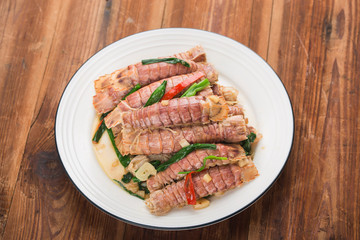 A plate of fried Mantis shrimp