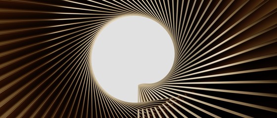 Golden metallic slices isolated in white background. 3d rendering - illustration.