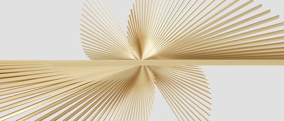 Golden metallic slices isolated in white background. 3d rendering - illustration.