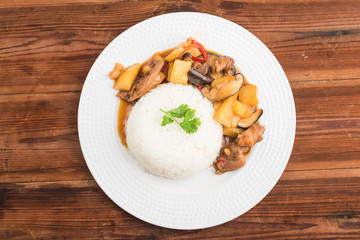 Rice with mushroom and potato