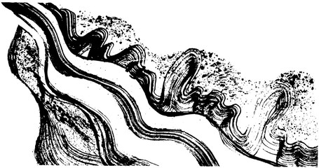 波　流水　しぶき　手書き　毛筆イラスト