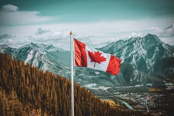 Vlies Fototapete Kanada Kanadische Flagge Landschaft