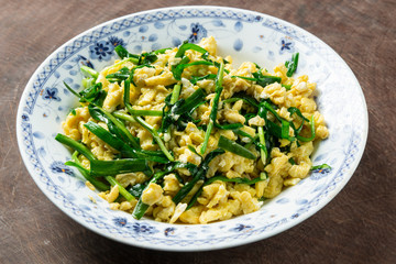 A Delicious fried eggs with Chinese chives