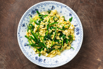 A Delicious fried eggs with Chinese chives
