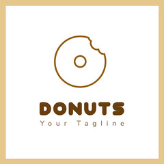 line art logo design template chocolate donuts for your brand