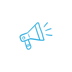 Megaphone doodle illustration, hand drawn loudspeaker vector icon.