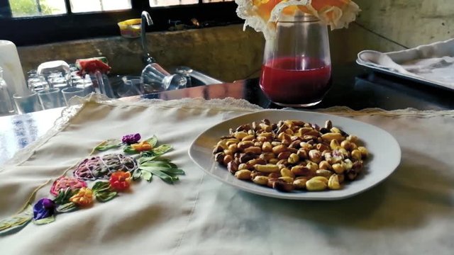 Chicha morada and corn 