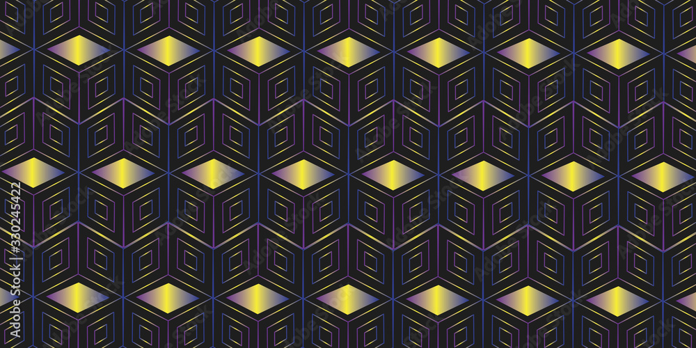 Poster Vector cubic hexagon pattern. Modern stylish thin linear texture.