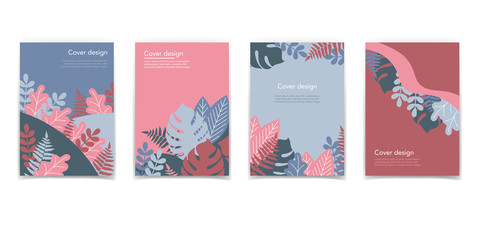 Abstract brochure design templates collection with leafs. Book design, blank, print design, journal. Brochure template. Layout vector template in A5 size