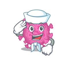 Cute corona virus organic Sailor cartoon character wearing white hat