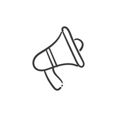 Megaphone doodle illustration, hand drawn loudspeaker vector icon.