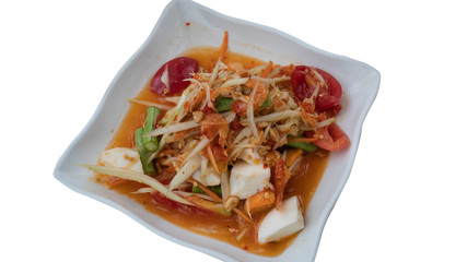 Thai food spicy green papaya salad