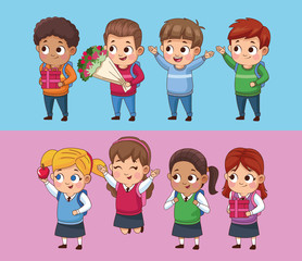 group of little students kids