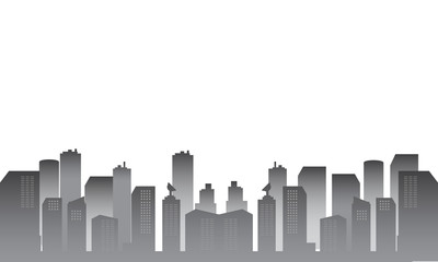 Fototapeta premium City silhouette with white gray color gradient.