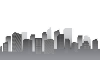 Fototapeta premium City silhouette with white gray color gradient.