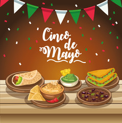 cinco de mayo celebration with delicious food in table