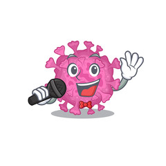 Cute corona virus organic sings a song with a microphone