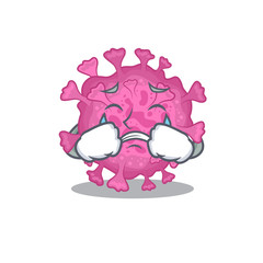 A Crying corona virus organic cartoon mascot design style