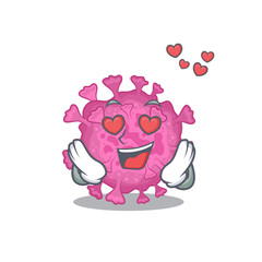 cute corona virus organic cartoon character showing a falling in love face