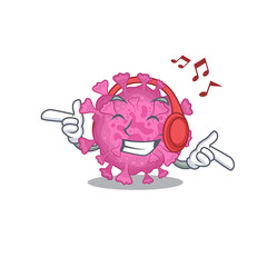 enjoying music corona virus organic cartoon mascot design