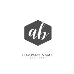Handwritten initial letter A B AB for identity and logo. Vector logo template with handwriting and signature style.