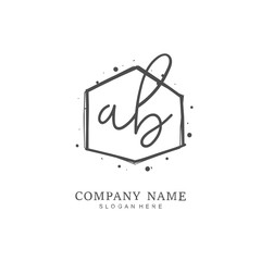 Handwritten initial letter A B AB for identity and logo. Vector logo template with handwriting and signature style.