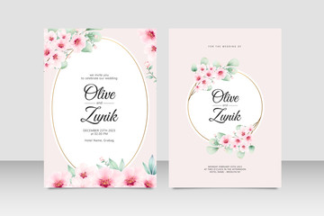 Vinatage wedding invitation with floral watercolor