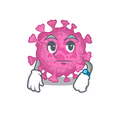Corona virus organic on waiting gesture mascot design style
