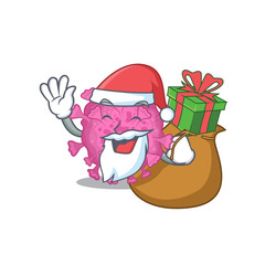 Santa corona virus organic Cartoon character design with box of gift
