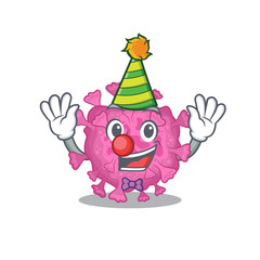 Cute and Funny Clown corona virus organic cartoon character mascot style