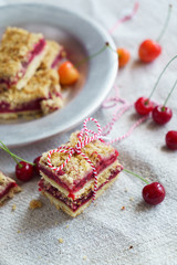 cherry cake on the plate